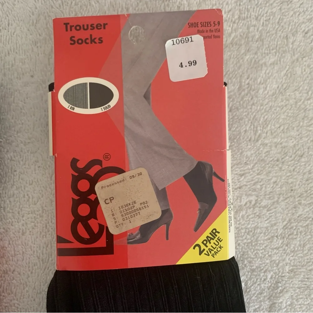 Women’s L’eggs TROUSER SOCKS 7 Pairs Total Black Subtle Design & 1 Ivory NIP NEW